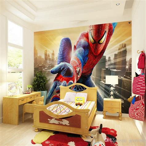 Marvel, comics, wallpaper, custom, 3d, wall, murals, captain, name : Custom Marvel Hero Wall Mural Spiderman Kids Boys Children ...