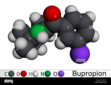 molécula de bupropión es un antidepresivo aminoketona utilizado en la terapia de la depresión