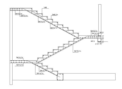 Reinforcement Staircase Cross Section Drawing Free Dwg Download Cadbull