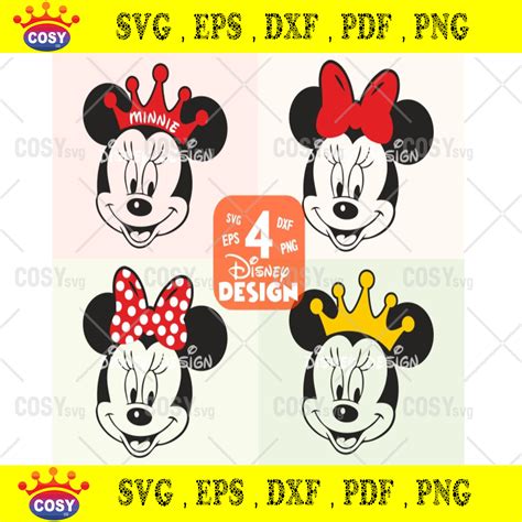 Svg Minnie Mickey Mouse Head Ears Pink Bow Disney Layered Cut Vector F