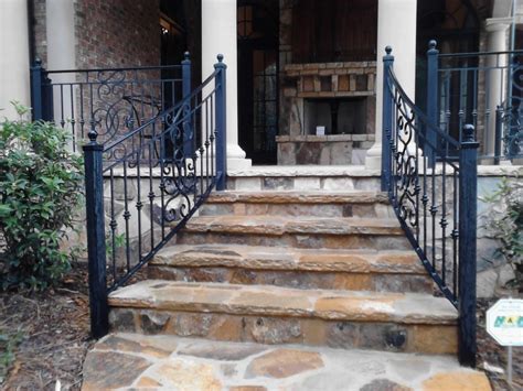 Iron Stair Railings Outdoor Porch With White Columns With Black
