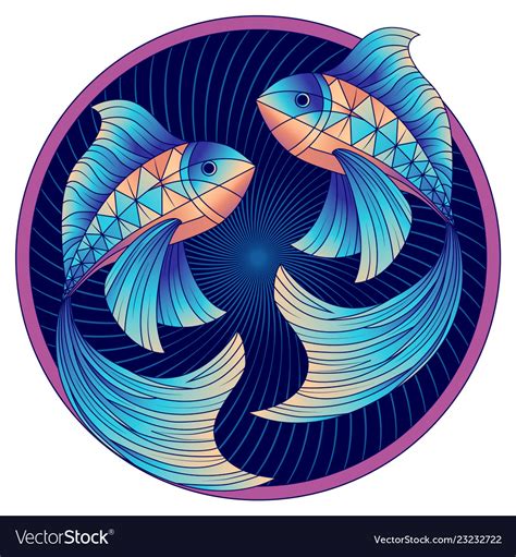 Pisces Zodiac Sign Horoscope Symbol Blue Vector Image