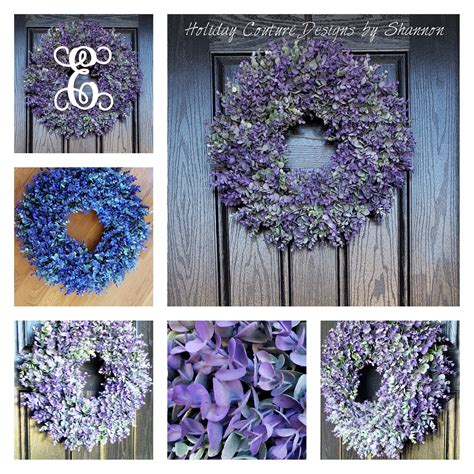 Boxwood Wreath-Purple Boxwood Wreath-Artificial Boxwood Wreath-Year Round Wreath- Spring Boxwood ...
