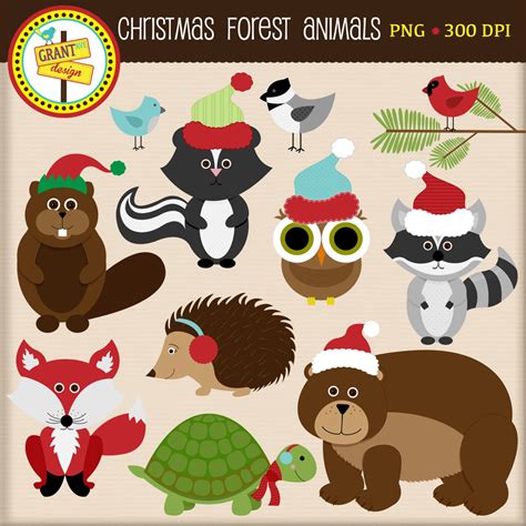 Christmas Forest Animals Clipart Christmas Woodland Animals