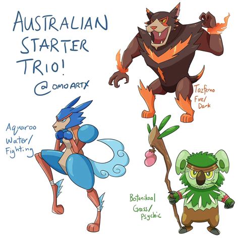 Created A Starter Trio Based On Australia Oc Rfakemon