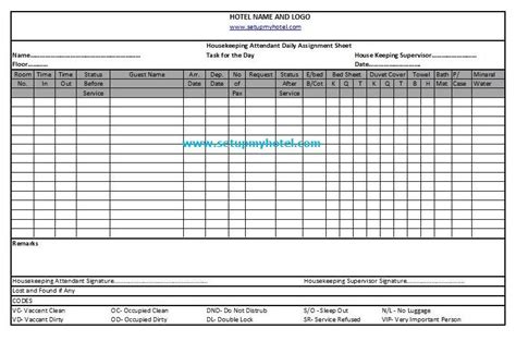 Mandarin oriental hotel group corporate profile and financial results. Room Attendant Sheet | Maid Daily Assignment Sheet ...
