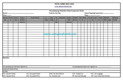 Untuk mengetahui bagaimana cara membuat atm bri. Room Attendant Sheet | Maid Daily Assignment Sheet ...