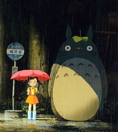 Totoro And Satsuki At Bus Stop With Images Totoro Miyazaki Art