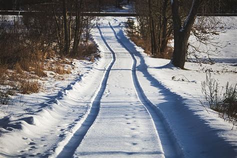 Hd Wallpaper Snow Traces Tire Tracks Winter Away Landscape Snow