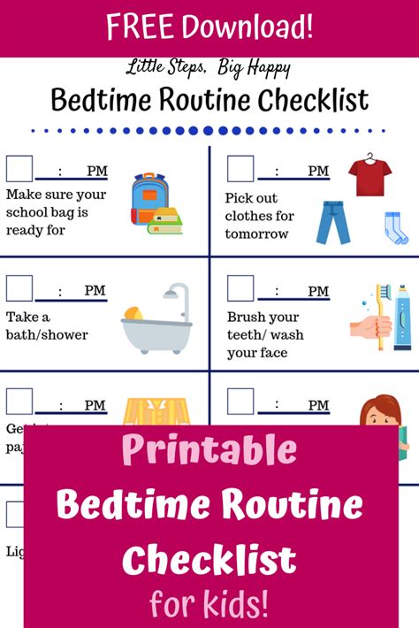 Printable Bedtime Routine Checklist For Kids Click To Download This