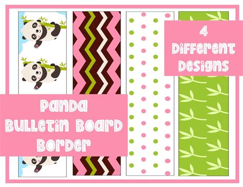Panda Bulletin Board Border 4 Printable Designs Etsy