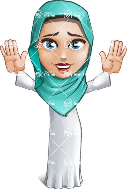 Cute Muslim Girl Cartoon Vector Character Aka Aida The Graceful Hello
