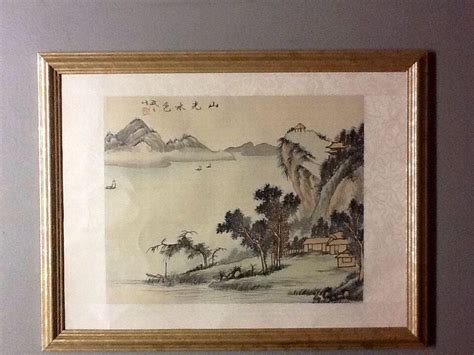 Vintage Japanese Watercolor On Silk Paintings Lot Of 2 Landscape