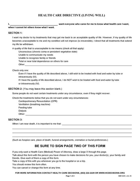 Printable Free Living Will Forms Printable Forms Free Online
