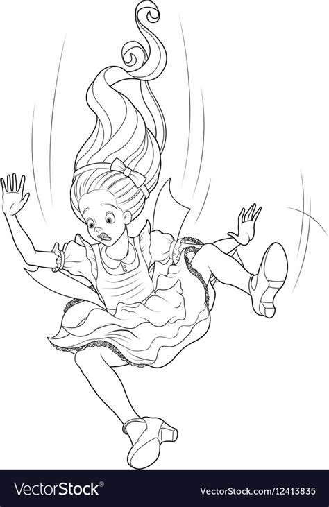 Falling Alice Coloring Page Royalty Free Vector Image