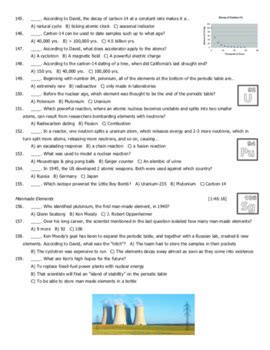 NOVA Hunting The Elements Video Questions Worksheet PDF By Mr McNeely