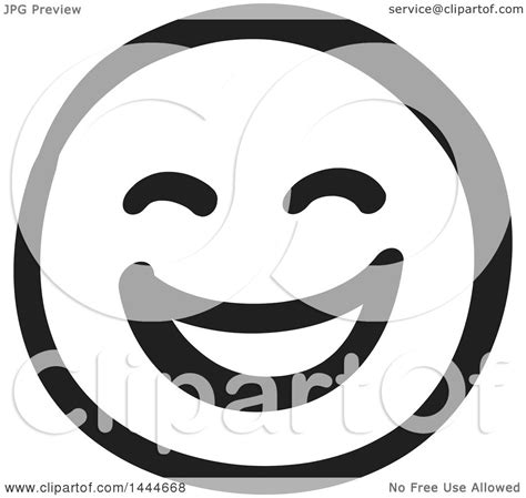 Clipart Of A Black And White Laughing Smiley Emoticon Face