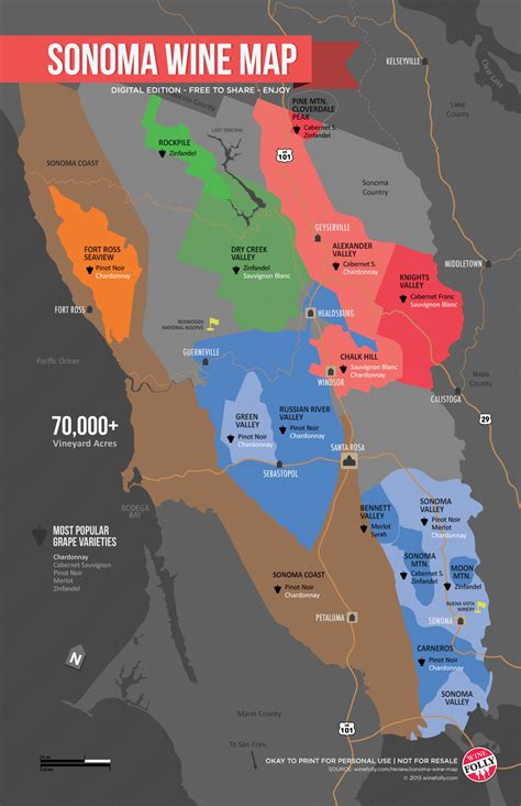 Sonoma Wine Map Poster Wine Folly