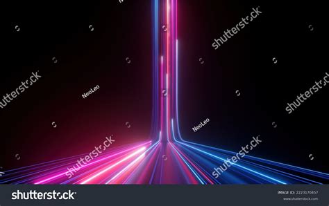 18238 3d Render Abstract Background Glowing Pink Blue Neon Lines