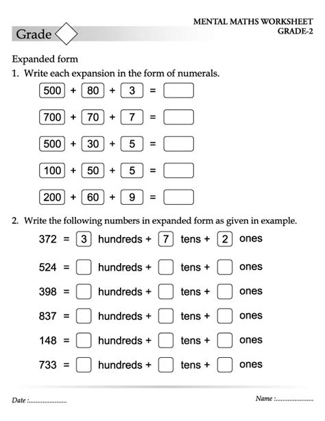 Expanded Form Math Worksheets Grade 2 504238 Free Worksheets Samples