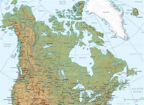 Canada Physical Map North America