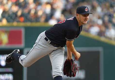 Cleveland Indians Trevor Bauer Pitching Against The Detroit Tigers At