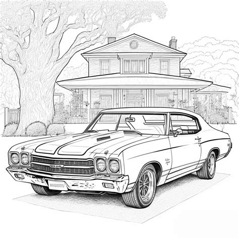 Premium Photo | Vintage car coloring page black and white for coloring book
