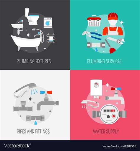 Plumber Icon Composition Set Royalty Free Vector Image