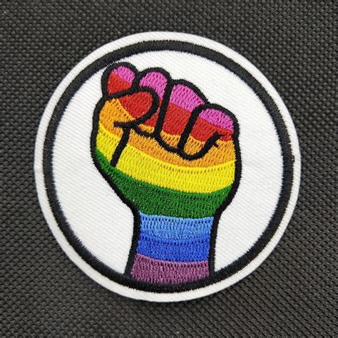Hands Up Rainbow Fist Fighting Morale Stripe Iron On Embroidered Patch