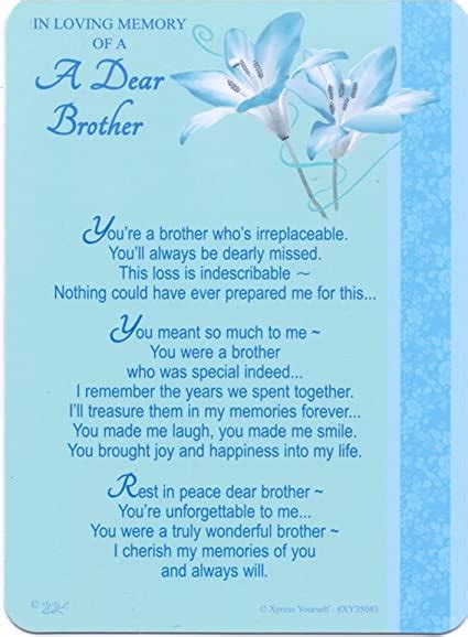 In Loving Memory Of A Dear Brother Gravegraveside Memorial Card
