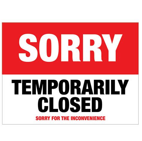 Coronavirus Prevention Signage Temporarily Closed