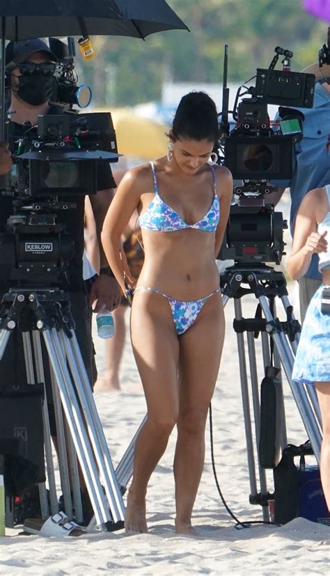 Camila Mendes Wears A Blue Bikini While Filming Strangers Set In Miami 09 Gotceleb