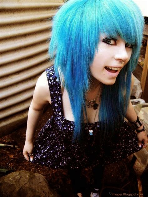 beauty cute emo girl blue hair gorgeous fashionable