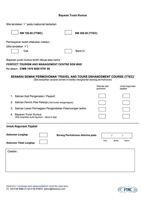 Perfect Tourism And Management Centre Sdn Bhd Download Form