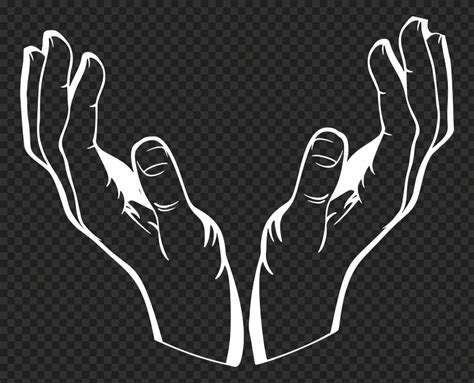 Outline White Open Hands Receiving Png Image Citypng