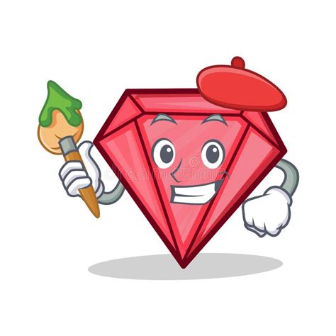 Artist Diamond Character Cartoon Style Stock Vector Illustration Of