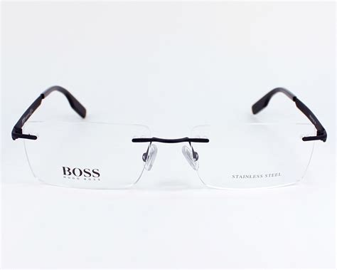 hugo boss 0435 black mens rimless glasses louisiana bucket brigade