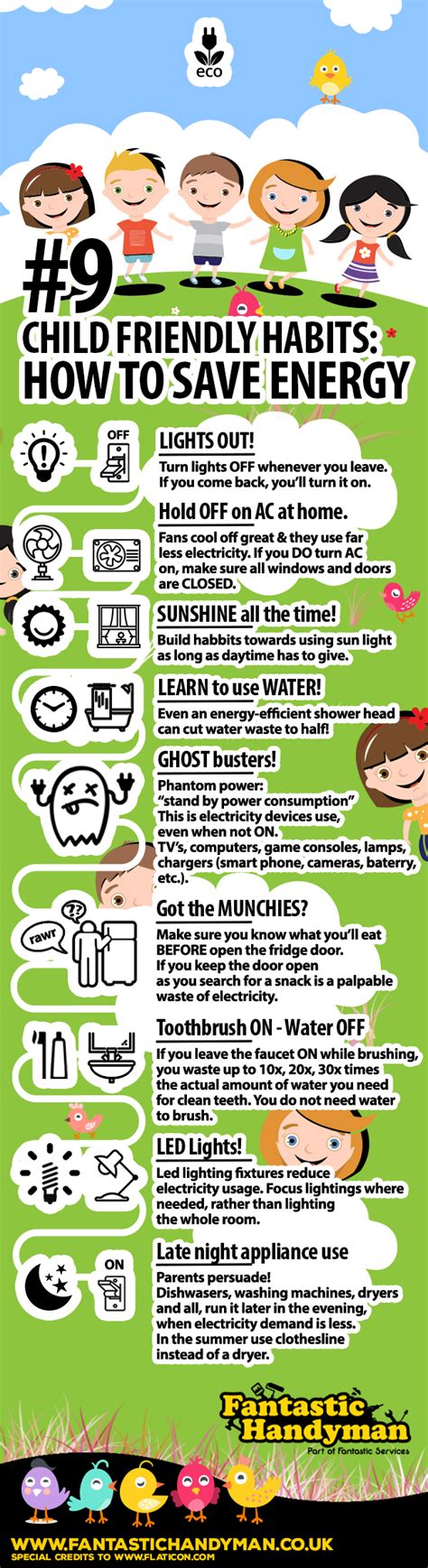 Improving your home's energy efficiency is good for the environment and your wallet. Infographic How to Save Energy for Kids - Fantastic ...