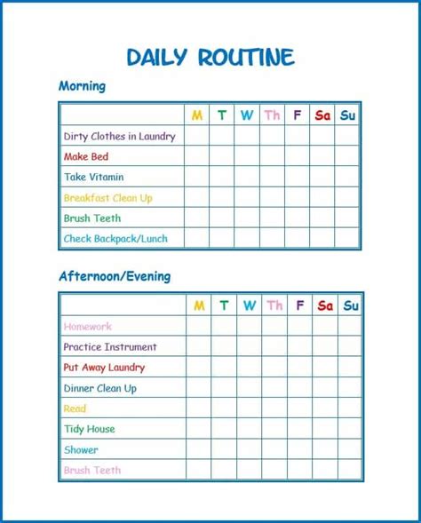 Use This Free Kids Daily Routine Printable To Develop Good