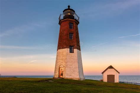 Point Judith Lighthouse Famous Rhode Island Lighthouse At Sunset Stock