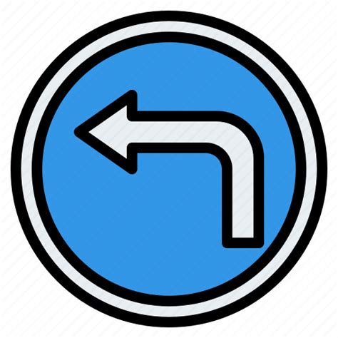 Turn Left Road Sign Traffic Label Icon Download On Iconfinder
