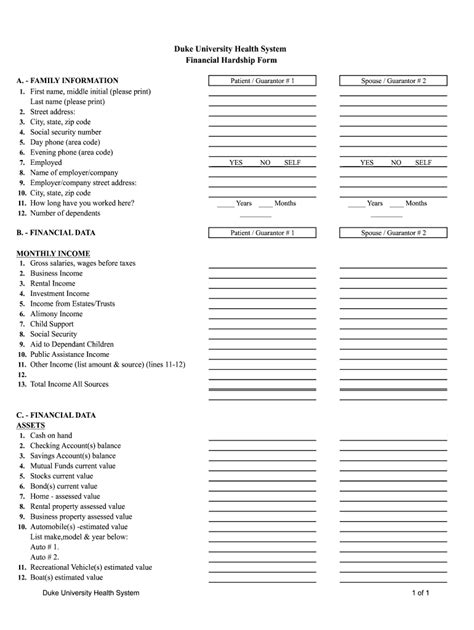 Duke University Health System Financial Hardship Form Fill And Sign