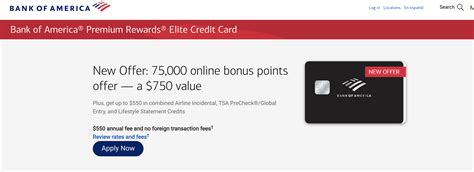 Bank Of America Premium Rewards Elite Card Increased 75000 Points