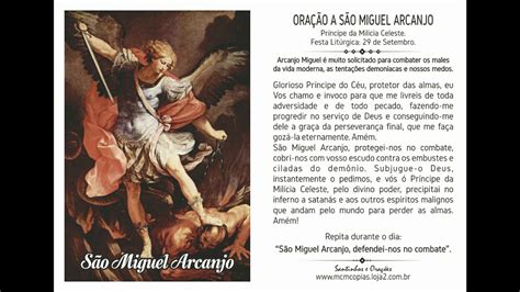 Considerado o protetor da humanidade contra a fome, a peste e a guerra, o santo se dedicou a zelar por quem precisava. SÃO MIGUEL ARCANJO - ORAÇÃO - YouTube