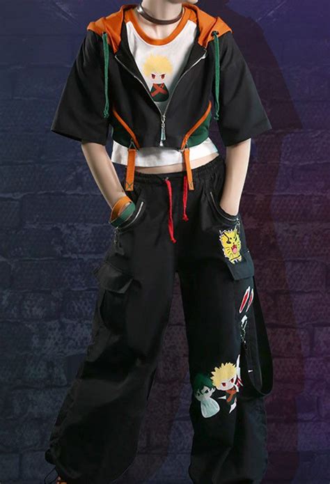 My Hero Academia Katsuki Bakugou Male Hoodie Jacket Suit Full Set