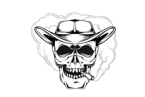 Skull Smoking Hand Drawing Vector Graphic By Epicgraphic · Creative