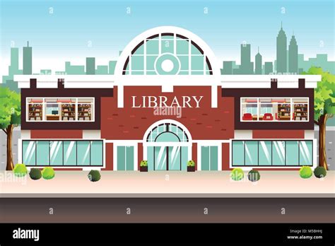 A Vector Illustration Of Public Library Building Stock Vector Image