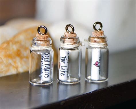Personalized Mini Glass Bottle Pendant Message In A Bottle Wedding