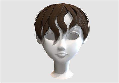 3d Curly Bangs Hairstyle Model Turbosquid 1929930