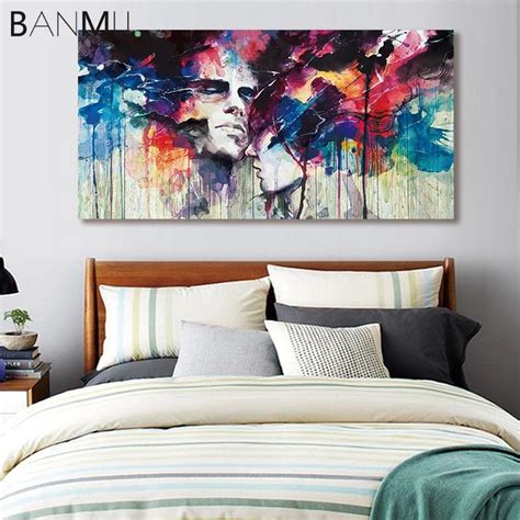 Banmu Color Couple Canvas Paintings Abstract Figure Wall Art Poster